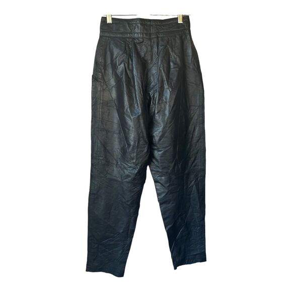 Charles Klein vintage soft leather black high wasit pants size 8 - Picture 2 of 4
